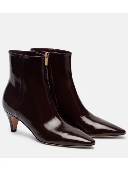 Cizme scurte Gianvito Rossi din piele de lac bordo