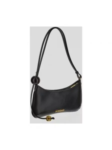 Torebka skórzana Jacquemus z perełkami czarna