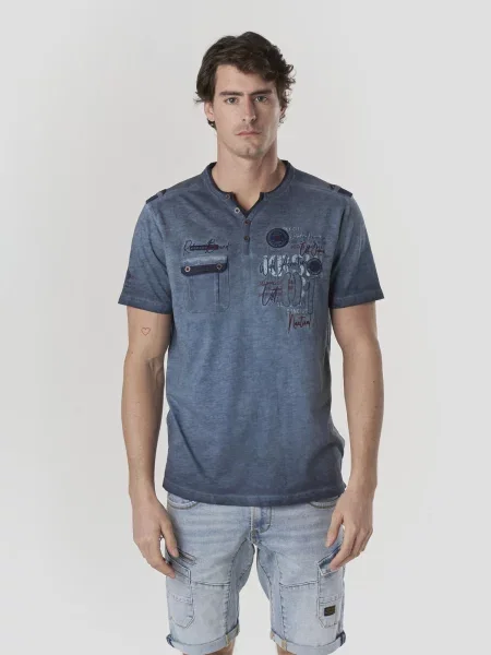KOROSHI Tricou albastru marin / albastru denim / albastru pastel / vin roșu