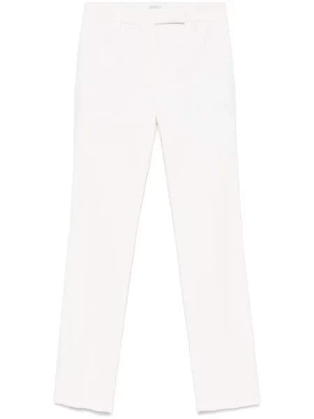 Pantaloni Brunello Cucinelli din țesătură twill alb