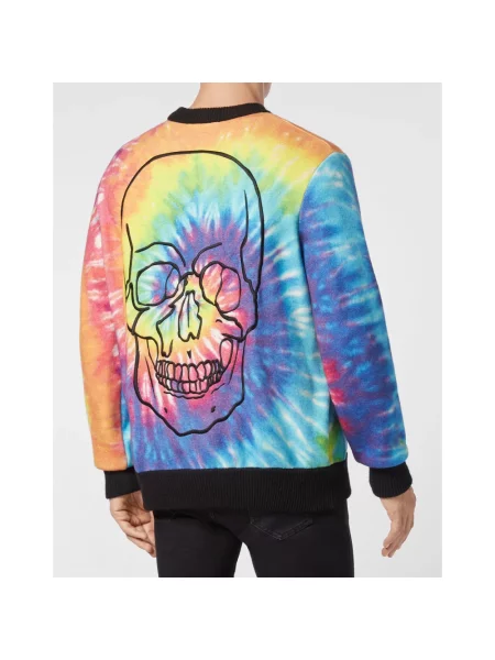 Tie dye sweter Philipp Plein z kaszmiru z okrągłym dekoltem