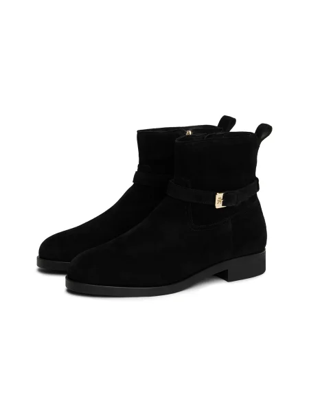 Tommy Hilfiger Botine Th Buckle Riding Suede Bootie negru