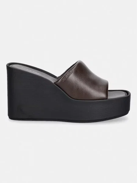 Calvin Klein De piele șlapi maro