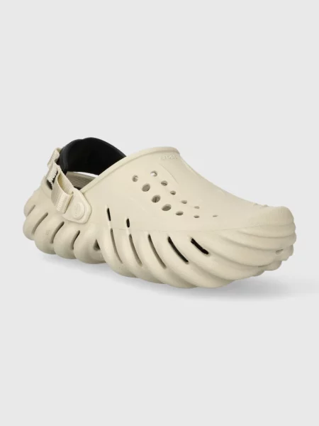 Crocs papuci Echo Clog femei cu platforma bej