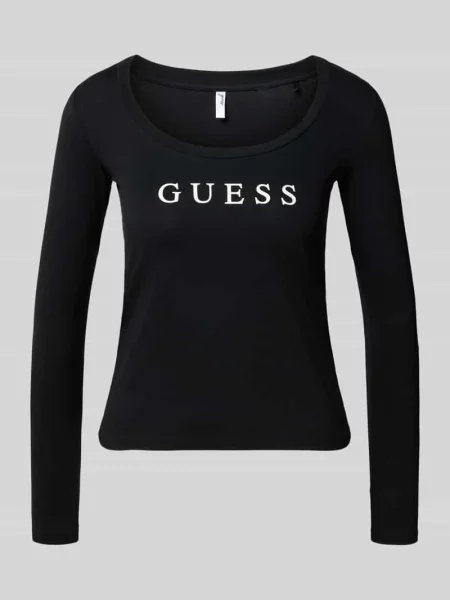 Bluzka z długim rękawem i nadrukiem z logo Guess czarna