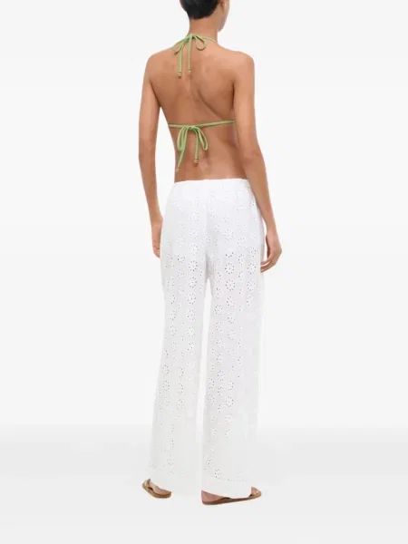Pantaloni Staud cu broderie alb
