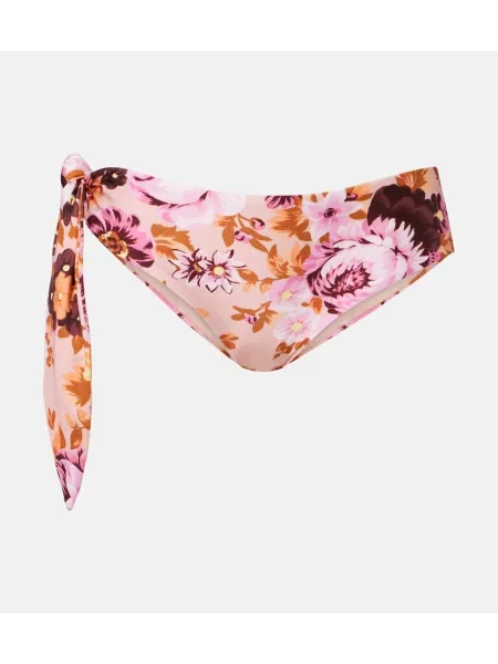 Bikini Chloé cu talie joasă cu model floral roz
