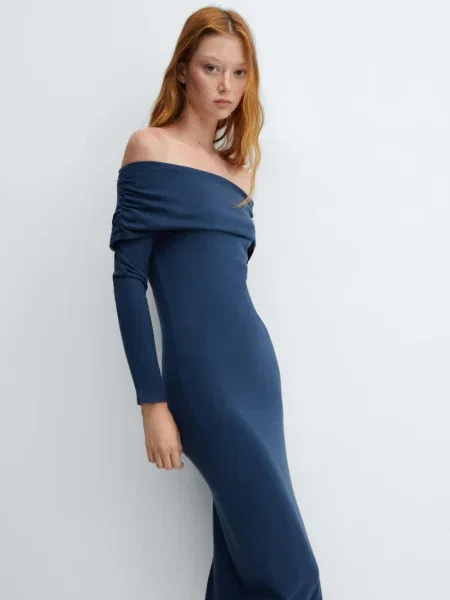 MANGO Rochie Giselle porumbel albastru