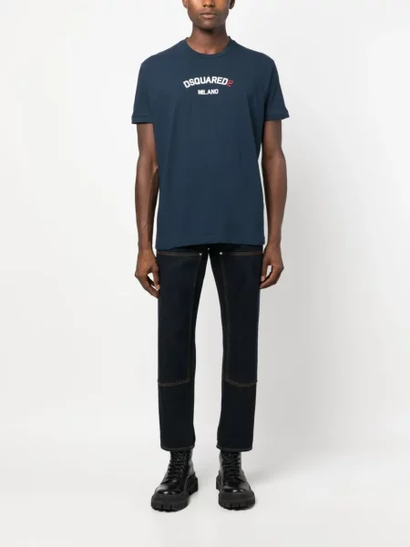 Raštuotas marškinėliai Dsquared2 mėlyna