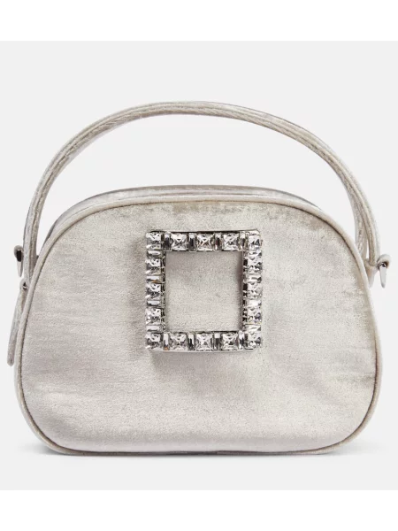 Geantă Roger Vivier de catifea gri