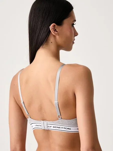 United Colors of Benetton trojuholníková podprsenka s bavlnou sivá