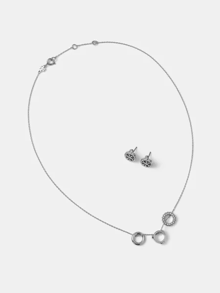 Tory Burch colier și cercei Miller Pave argintiu