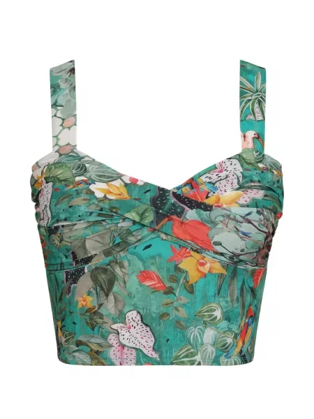 Top Amir Slama cu model floral cu imagine verde