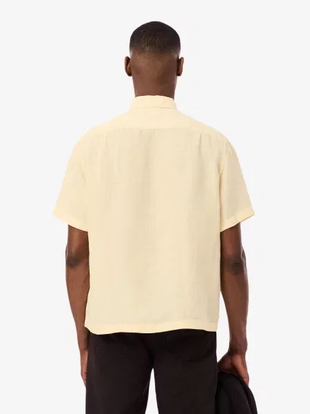 Льняная повседневная рубашка Lacoste бежевая