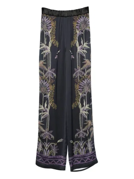 Pantaloni Forte_forte cu model floral albastru