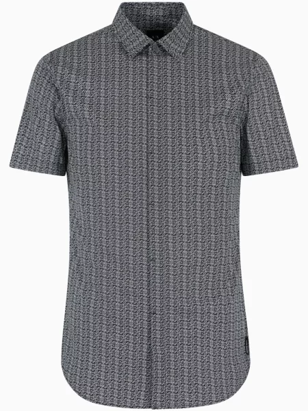 Cămașă Armani Exchange cu imagine negru