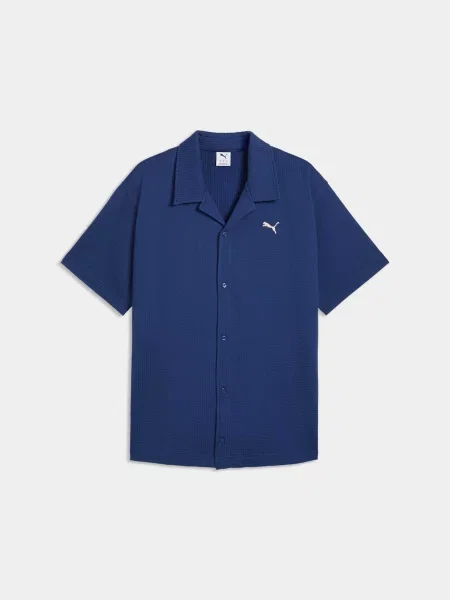 Сорочка повсякденна PUMA Ess Elevated Material Shirt комбінований верх синій