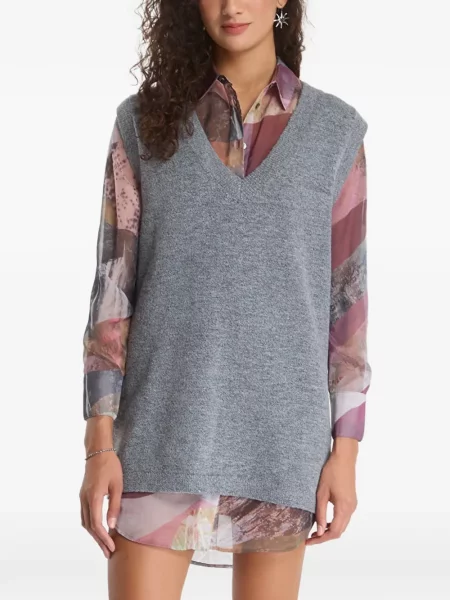 Rochie mini Desigual cu decolteu în V gri