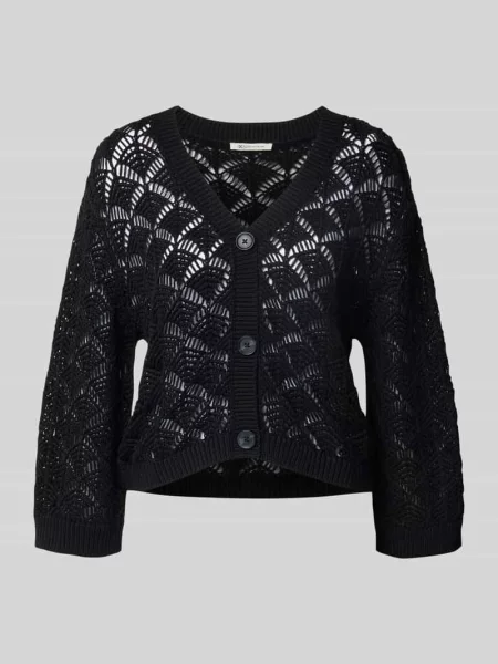 Kurtka z dzianiny o kroju relaxed fit z mieszanki bawełny Tom Tailor Denim czarna