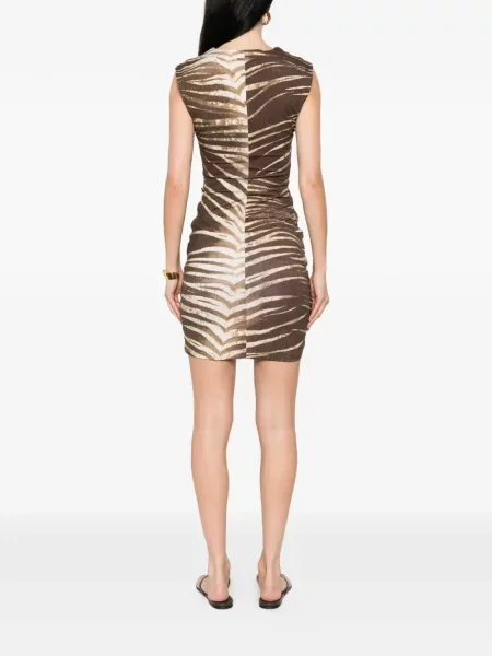 Rochie mini Just Cavalli cu imagine cu model zebră de costum maro