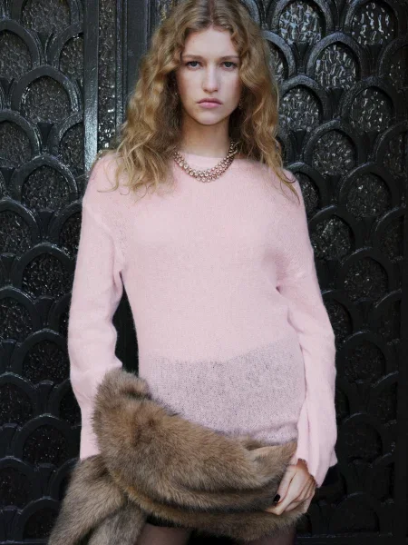 Джемпер MANGO поліамид/альпака рожевий