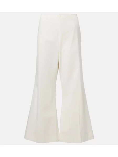 Pantaloni Khaite de mătase evazate alb