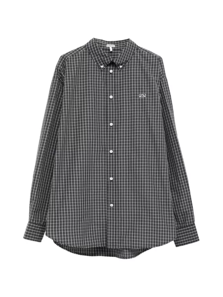 Cămașă Loewe cu broderie în carouri negru