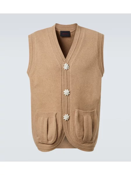 Vestă Simone Rocha cu perle de lână bej