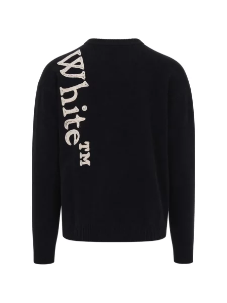 Pulover Off-white cu broderie de lână alb