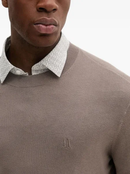 Pulover Armani Exchange cu broderie cu decolteu rotund