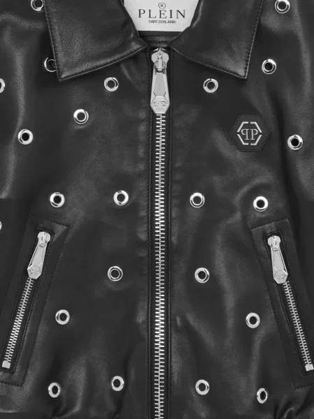 Kurtka skórzana dziecięca Philipp Plein czarna
