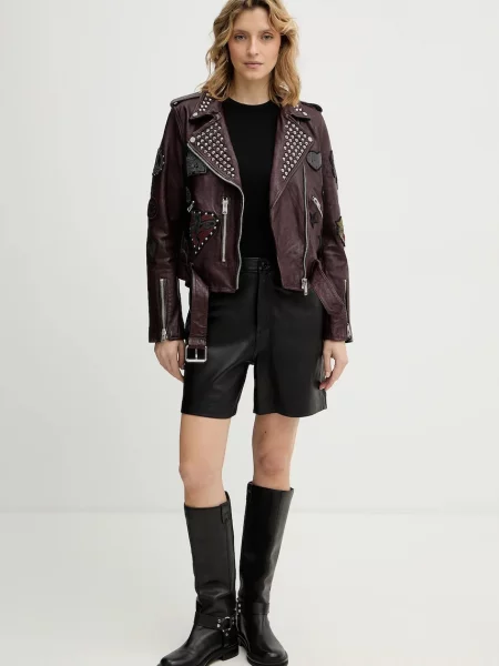 Kurtka skórzana Allsaints czerwona