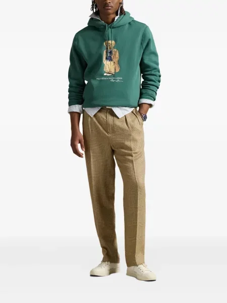 Дълго мрежеста тениска Polo Ralph Lauren с кръгло деколте зелено
