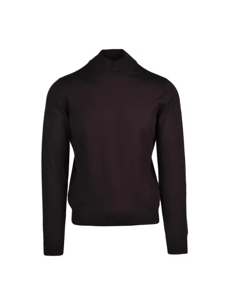 Lniany sweter z golfem Gran Sasso brązowy