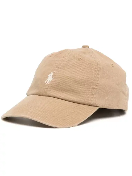 Шапка с козирки Polo Ralph Lauren бродирана кафяво