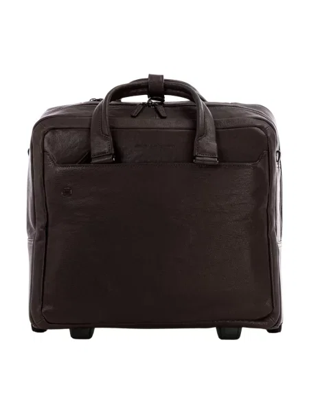 Torebka skórzana Piquadro skórzana na kółkach czarna