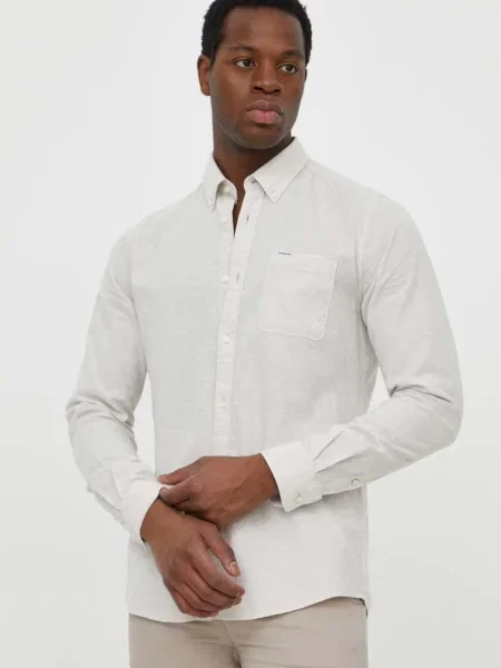 Lanena srajca Barbour bež