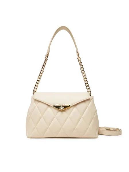 Lniana torebka Valentino Bags beżowa