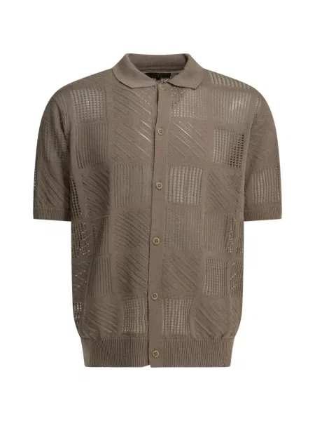 Tricou polo Beams Plus cu imprimeu geometric maro