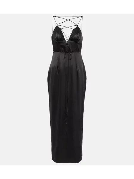 Rochie maxi Alessandra Rich din satin de costum negru
