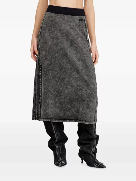 Dungă laterală fustă midi Diesel cu dungi gri