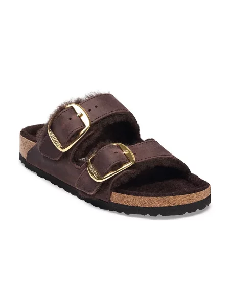 Birkenstock шльопанці шкіряні Arizona Big Buckle Shearling Oiled Leather