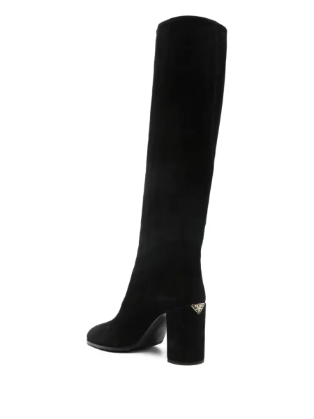 Botine Prada cu vârf pătrat negru