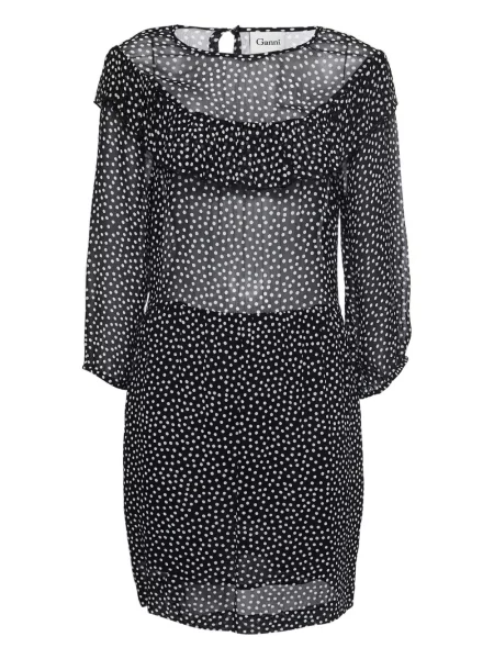 Sukienka Ganni w grochy garniturowa czarna