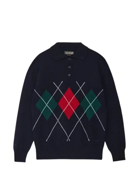 Gulerat tricou polo Baracuta cu model argyle albastru