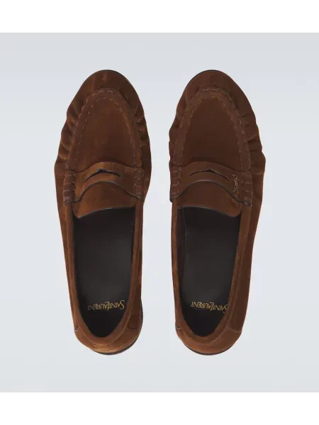 Pantofi loafer Saint Laurent din piele de căprioară maro