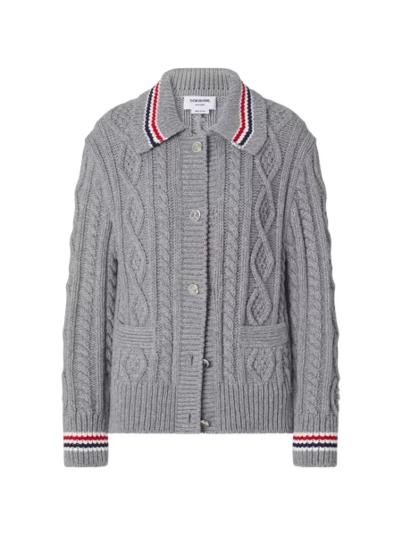 Cardigan Thom Browne tricotate gri