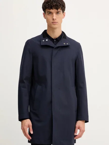 BOSS palton din lână bleumarin