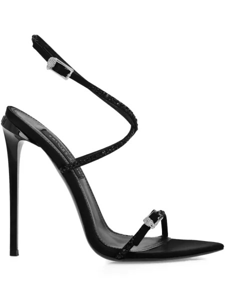 Sandale Philipp Plein cu cataramă de cristal negru