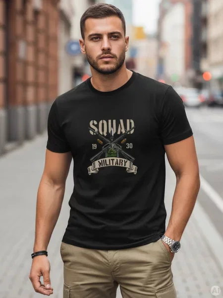 T-shirt z militarnym motywem Dstreet czarna